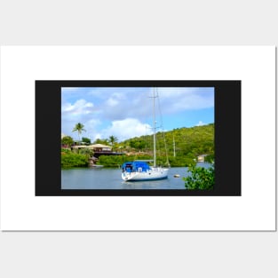 Sailing boat on a tropical island Posters and Art